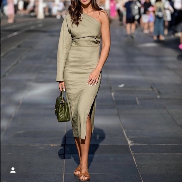 ZARA Asymmetrical Linen Blend Dress - Picture 4 of 16